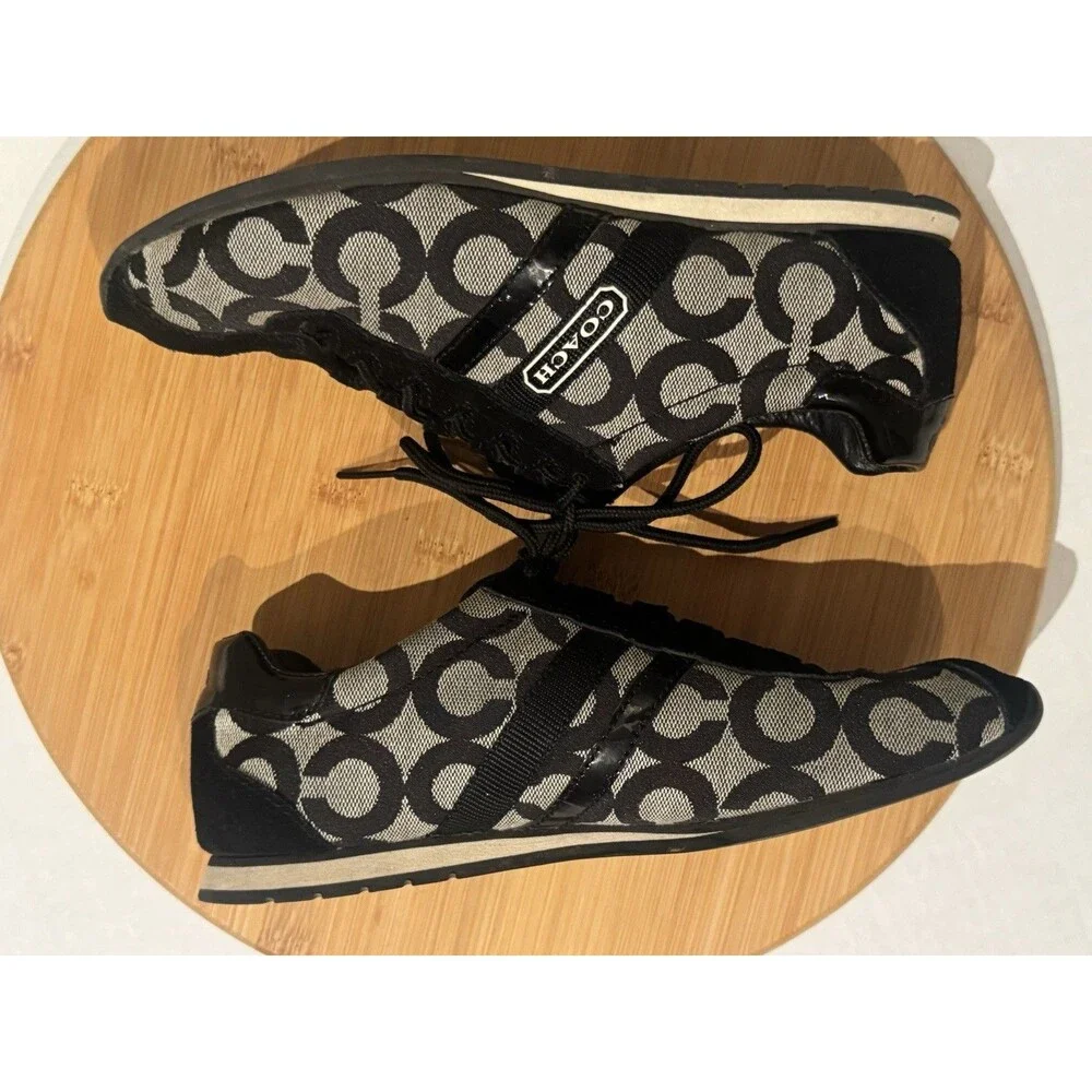 Vintage Coach Kathleen Sneakers Feature Black Signature Canvas 6.5 Retro Y2K